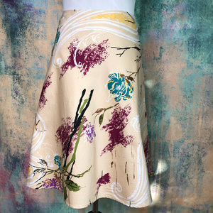 📌 George Abstract -  Floral Print Cotton Skirt
